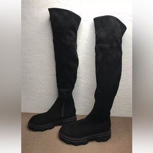 Calvin Klein Linnie 2 Women's Over the Knee Stretch Boots Black Lug Size 7.5M
